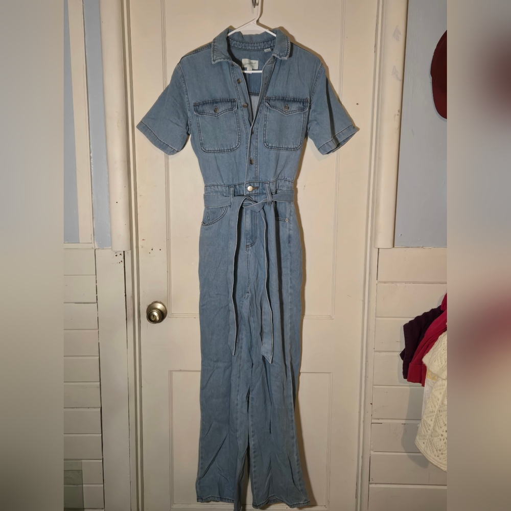 Universal Thread Blue Denim Jumpsuit With Belt Size 2